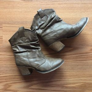 Brown slouchy ankle boots